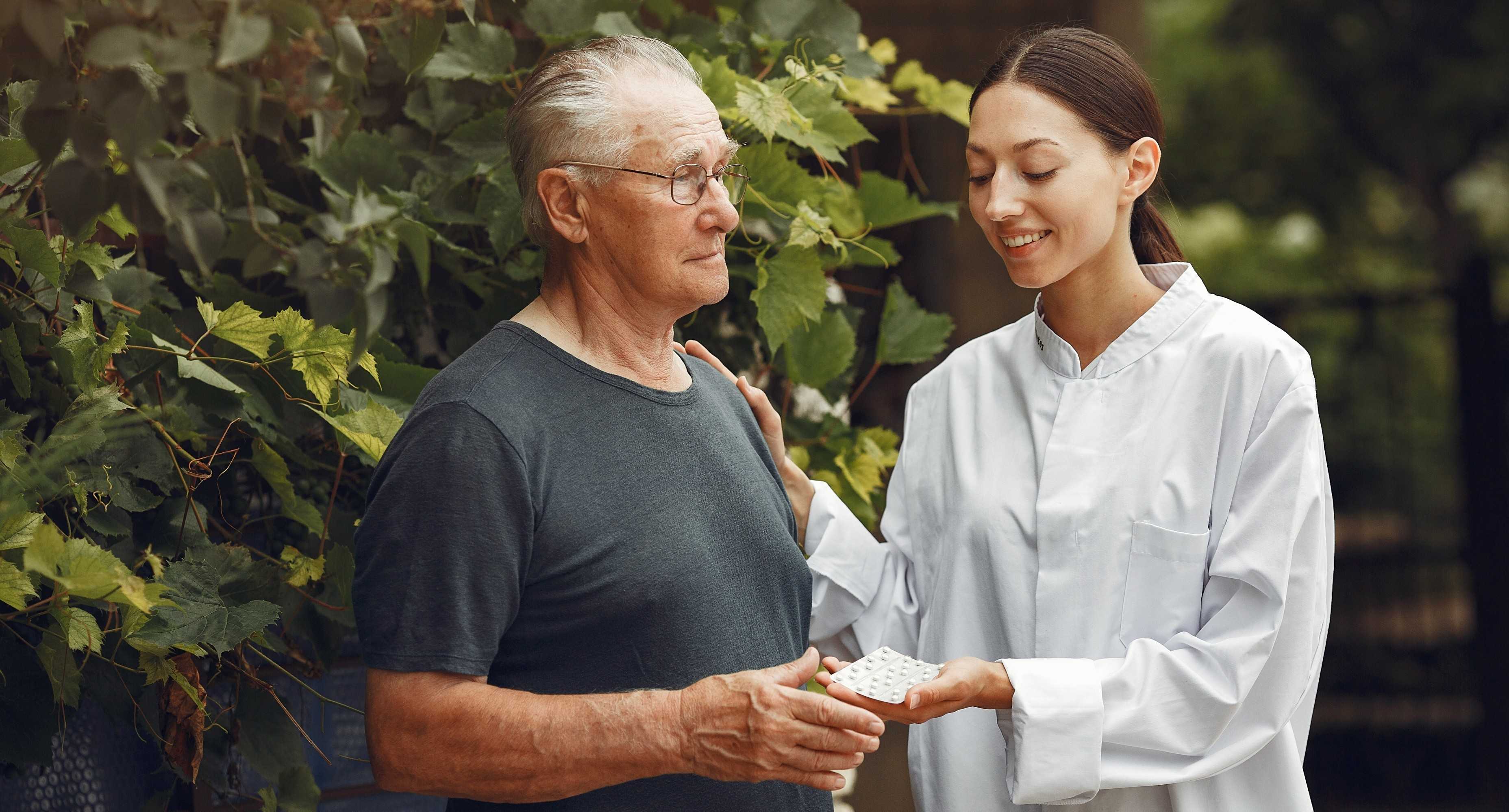 Senior receiving care